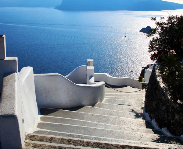 Escalera Mar Santorini —  Fotos de Stock