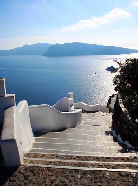 Escadaria Para Mar Santorini — Fotografia de Stock