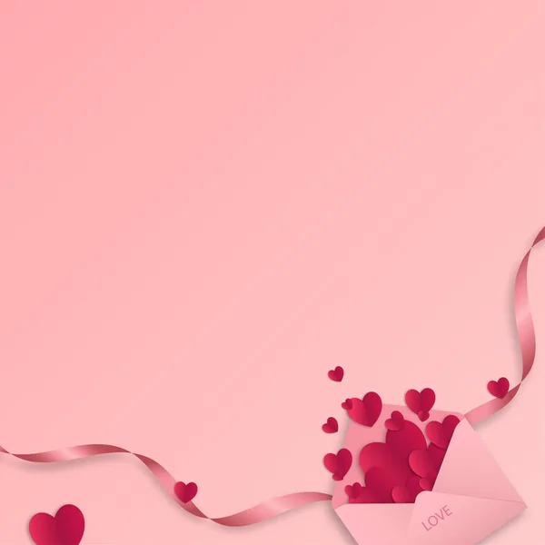 Paper Art Love Valentine Day Paper Heart Envelope Англійською Паперовий — стоковий вектор