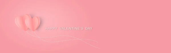 Happy Valentine Day Banner Template Vector Illustration Heart Shape Holiday — 스톡 벡터