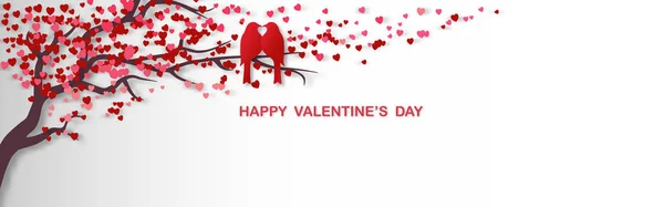 Happy Valentine Day Banner Template Vector Illustration Heart Shape Holiday — 스톡 벡터