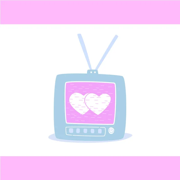 Zwei Herzen auf dem Fernsehschirm — Stockvektor