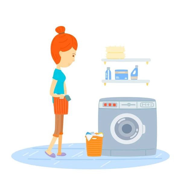 Kvinnor tvättar kläder. — Stock vektor