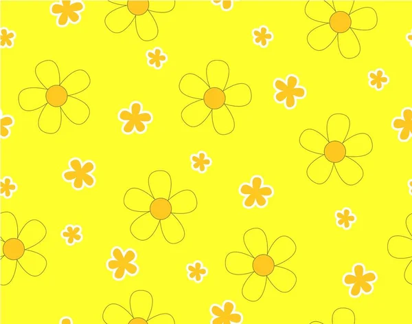 Flower and mini size flower on yellow background, Mini orange flower and yellow flower seamless pattern, Not ordered, Sweet style, Cute pattern vector for Gift wrapping paper Tablecloth or drapery