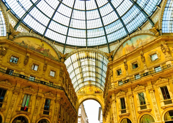 Magnificent Vittorio Emmanuele Gallery Interior Glass Vault Milan Italy — Stock Photo, Image