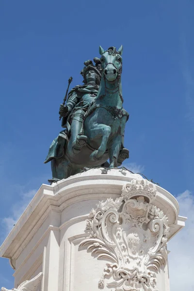 Nahaufnahme des denkmals in der rua augusta arch auf dem marktplatz in Lissabon, portugal. — Stockfoto