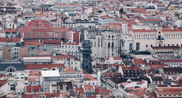 Panoramic view of Lisbon from the observation deck of the castle - Cityscape of the capital of Portugal