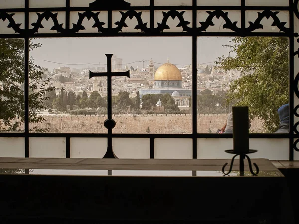 Grudzień 2019 widok na Jerozolimę od Dominus Flevit Church - Izrael. — Zdjęcie stockowe