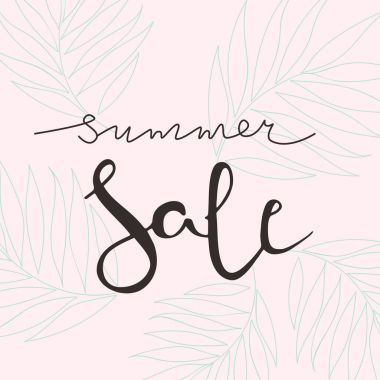 Satılık vektör çizim için afiş yazı yaz. Yaz Satılık hat arka plan. 