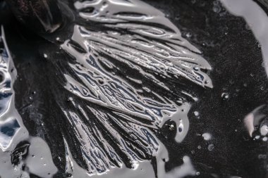 Palette sanat fırçası siyah boya, makro fotoğraf