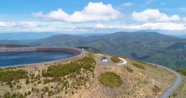 Vista Aérea Del Embalse Agua Central Eléctrica Dlouhe Strane Las — Vídeo de stock