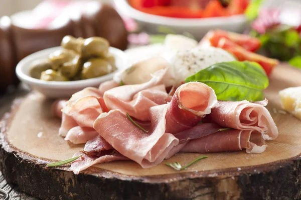 Italian antipasto with parma ham — Stock Photo, Image