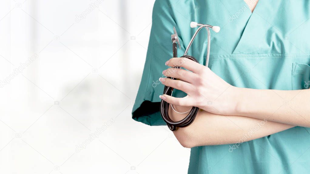 Medical doctor Holding  stethoscope