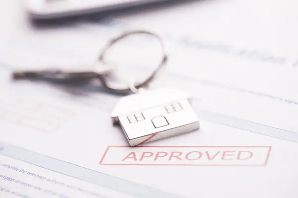 Approved mortgage loan agreement application — Stock Photo, Image