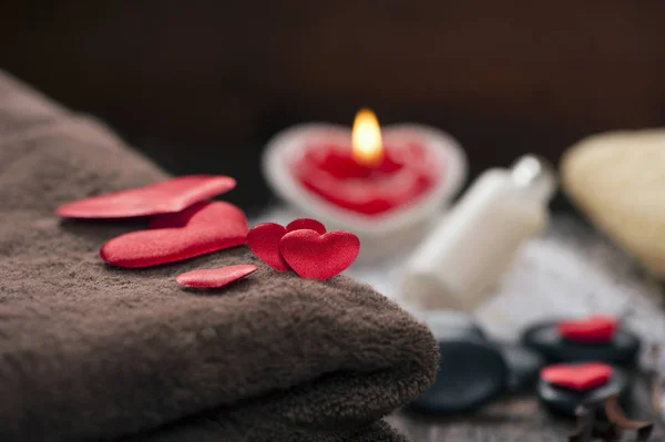 Composición del spa con motivo de San Valentín — Foto de Stock