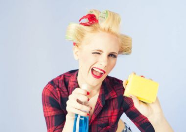 PIN yukarıya püskürtülen ilaç şişe tutan stil Bayan temizlik