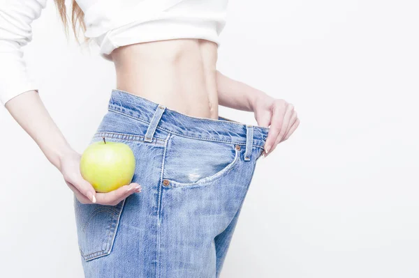 Τέλεια slim σώμα γυναίκας. Διατροφή, υγιεινή ζωή — Φωτογραφία Αρχείου