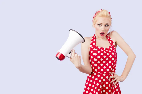 Pin up girl with megaphone