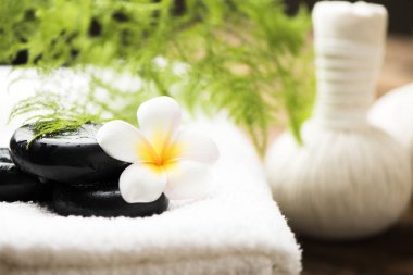 Havlu ve plumeria Spa taşlarla