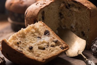 Ev yapımı Panettone. İtalyan Noel kek 