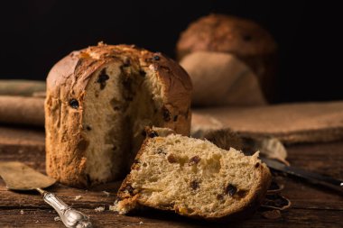 Noel için ev yapımı Panettone. Geleneksel İtalyan İsa