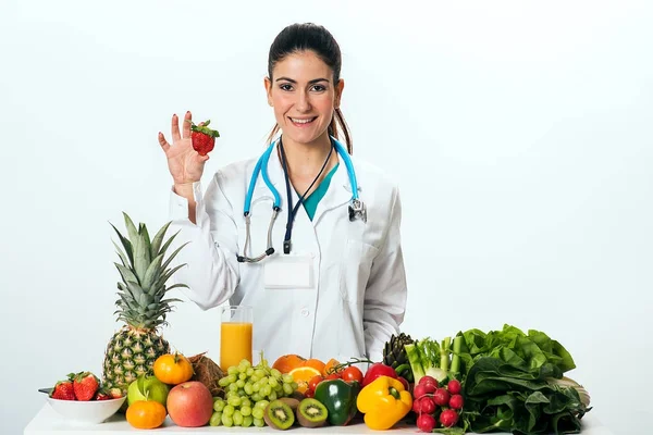 Dietetyka kobiet w mundurze z stetoskop — Zdjęcie stockowe