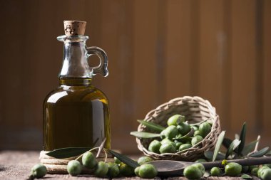 zeytinyağı ve zeytin dalı ahşap tablo