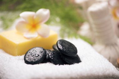 Frangipani çiçekleriyle kaplıca 