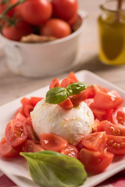 Caprese Salade. Salade de fromage Mozzarella avec tomate et basilic — Photo