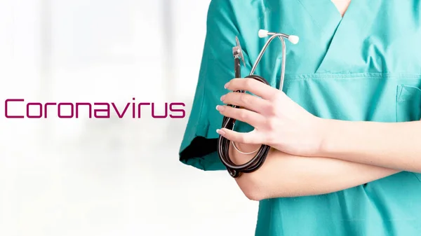 Coronavirus. Médecin et stéthoscope féminin — Photo