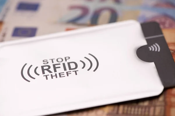 Funda Protección Rfid Para Tarjeta Crédito Segura Ataques Hacking Billetes —  Fotos de Stock