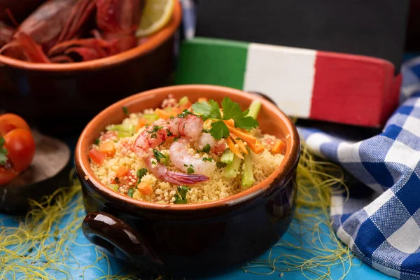 Delicioso Cuscús Pescado Con Gambas Mazara Del Vallo — Foto de Stock