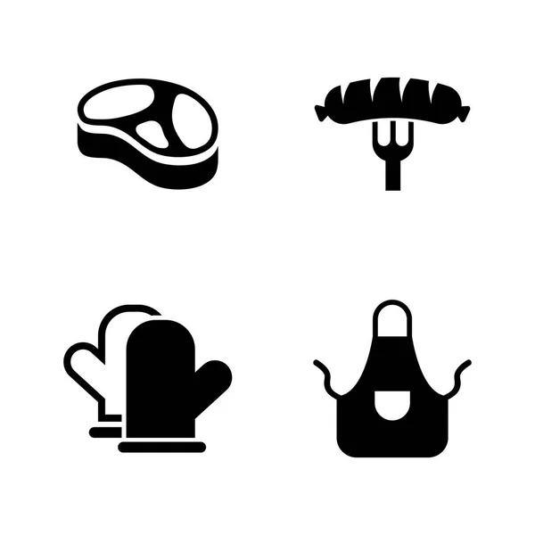 Meat cooking. Simple Related Vector Icons — Stock Vector