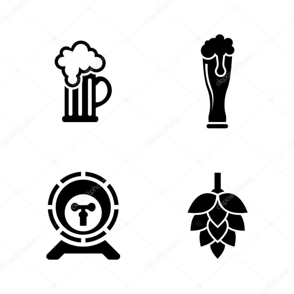 Beer. Simple Related Vector Icons Set for Video, Mobile Apps, Web Sites, Print Projects and Your Design. Black Flat Illustration on White Background.