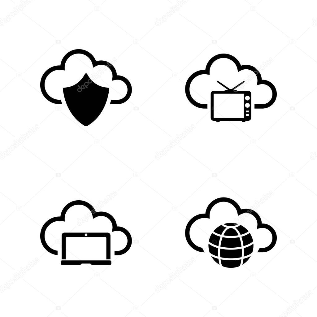 Computer cloud. Simple Related Vector Icons