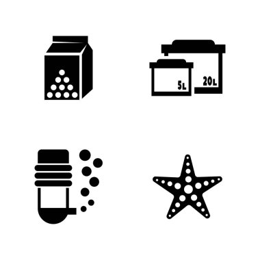 Akvaryum. Basit ilgili vektör simgeler