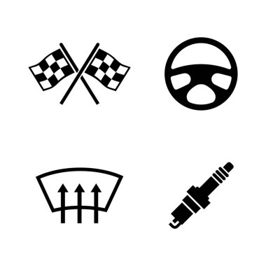 Araba parçaları. Basit ilgili vektör simgeler