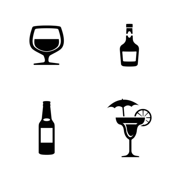 Alcohol. Iconos de vectores relacionados simples — Vector de stock