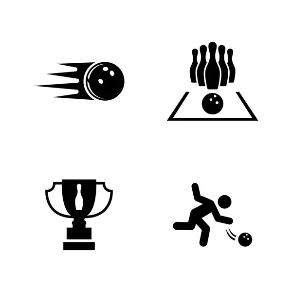 Bowling. Simple Related Vector Icons — Stock Vector