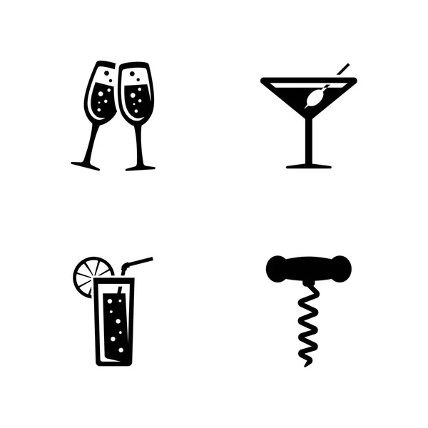 Alkohol trinken. einfache verwandte Vektorsymbole — Stockvektor