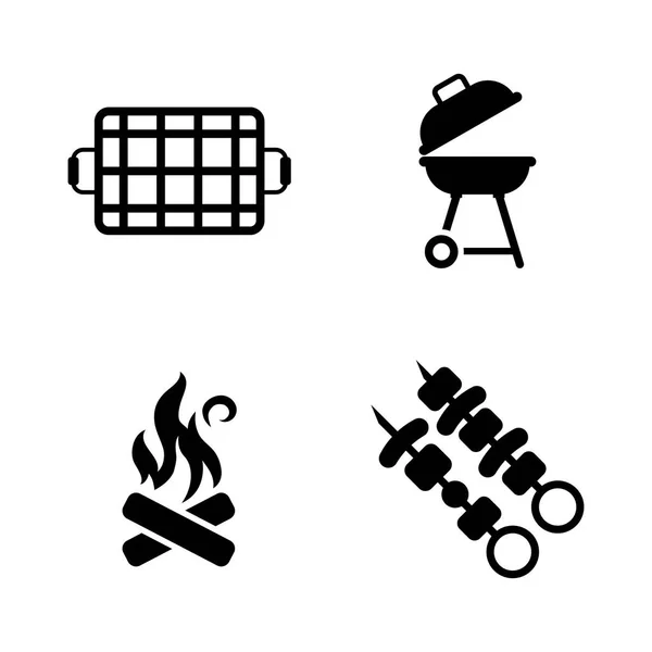 Barbacoa. Iconos de vectores relacionados simples — Vector de stock