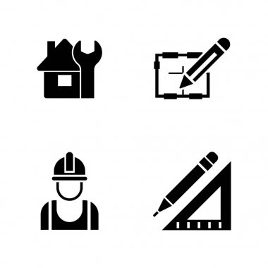 Foreman'ın ekipman. Basit ilgili vektör simgeler
