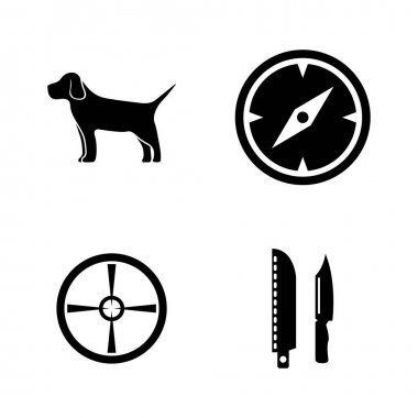 Avcılık. Basit ilgili vektör simgeler