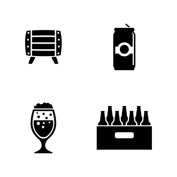 Cerveza. Iconos de vectores relacionados simples — Vector de stock