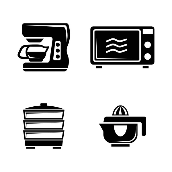 Accessori da cucina. Icone vettoriali correlate semplici — Vettoriale Stock