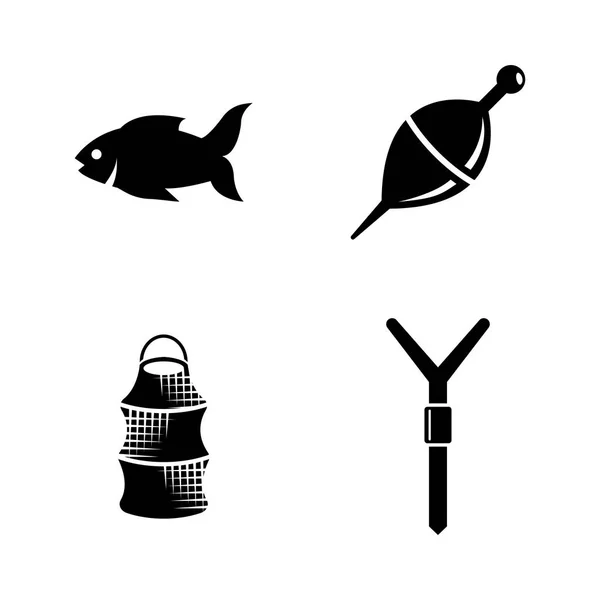 Рыбалка. Простые векторные иконки — стоковый вектор