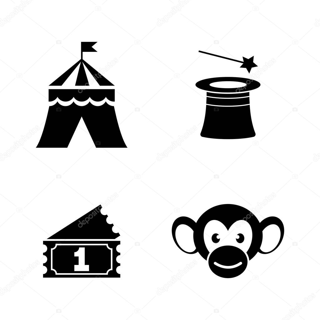 Circus carnival amusement park. Simple Related Vector Icons