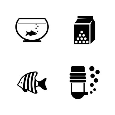 Akvaryum balık. Basit ilgili vektör simgeler