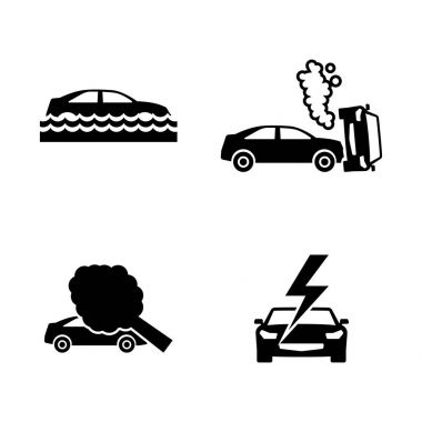 Araba kaza yapmış. Basit ilgili vektör simgeler