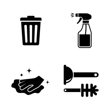 Temizlik. Basit ilgili vektör simgeler